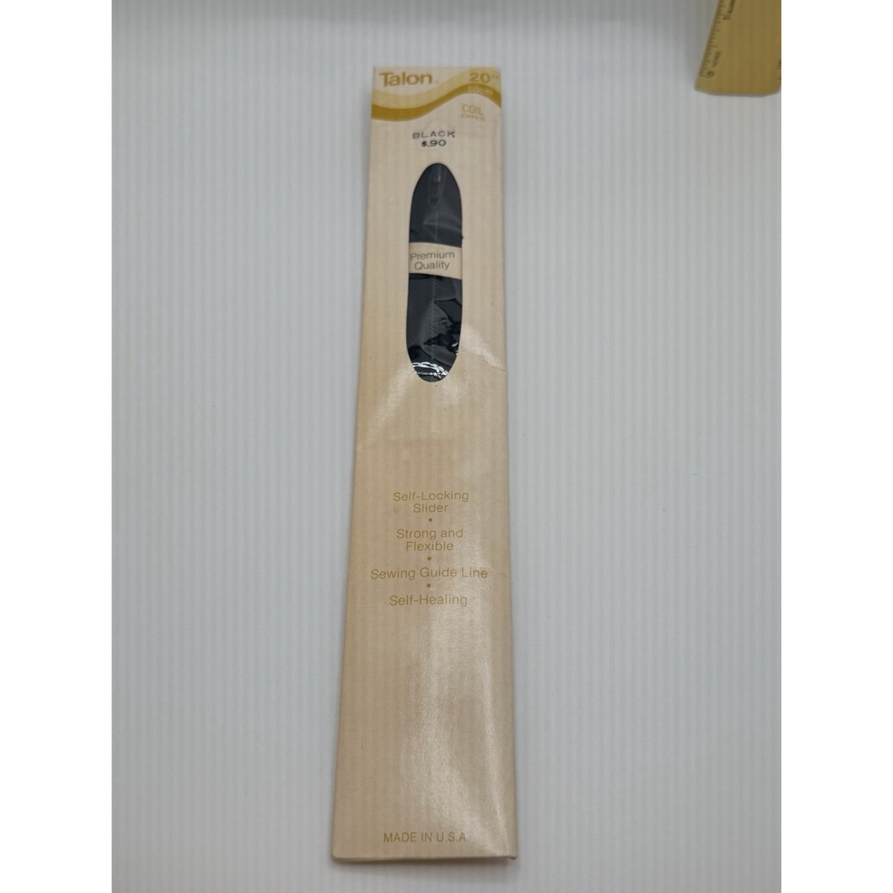 Vintage Talon 20 Inches Polyester Coil Zipper - Color Black - (1978) New